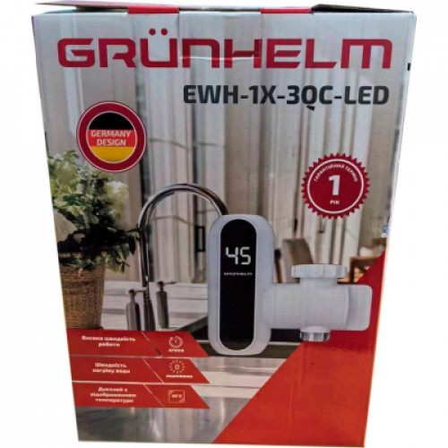 Проточный водонагреватель Grunhelm EWH-1X-3QC-LED
