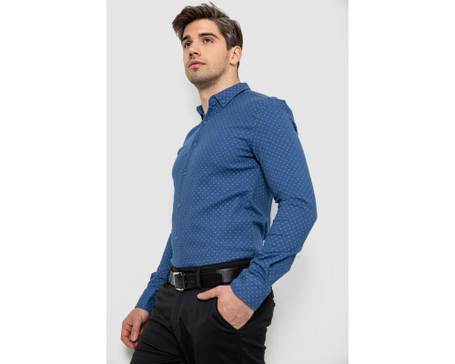 Сорочка чоловіча з принтом, колір джинс, 214R7365