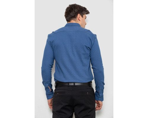 Сорочка чоловіча з принтом, колір джинс, 214R7365