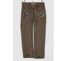 Штани для дівчаток вільного крою, колір хакі, 247R3821