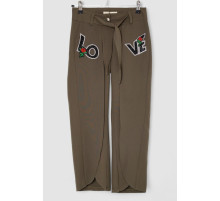 Штани для дівчаток вільного крою, колір хакі, 247R3821