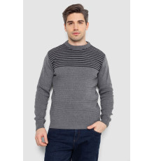Светр чоловічий в смужку, колір сірий, 161R1029