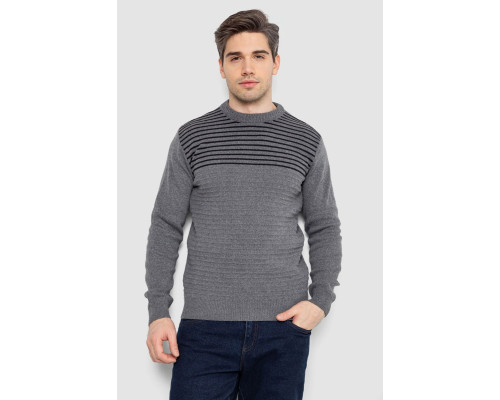 Светр чоловічий в смужку, колір сірий, 161R1029