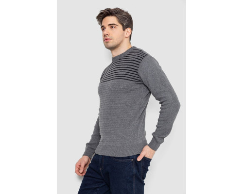 Светр чоловічий в смужку, колір сірий, 161R1029