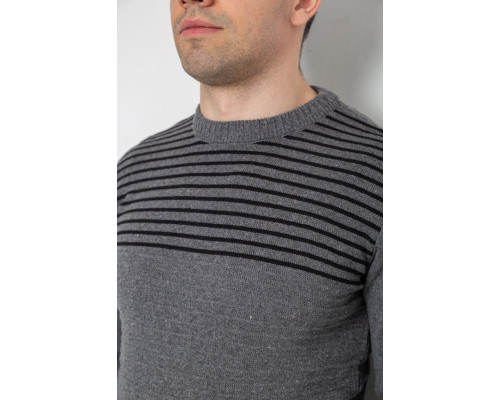 Светр чоловічий в смужку, колір сірий, 161R1029