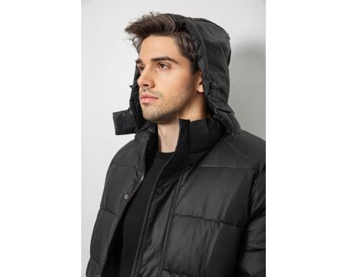 Куртка чоловіча зимова подовжена, колір чорний, 244RH76-15