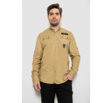 Сорочка чоловіча однотонна з принтом, колір бежевий, 186R01