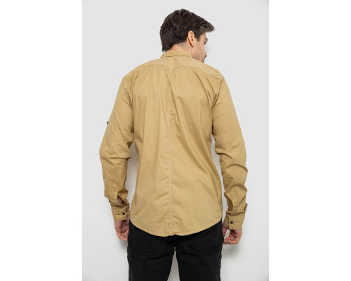 Сорочка чоловіча однотонна з принтом, колір бежевий, 186R01