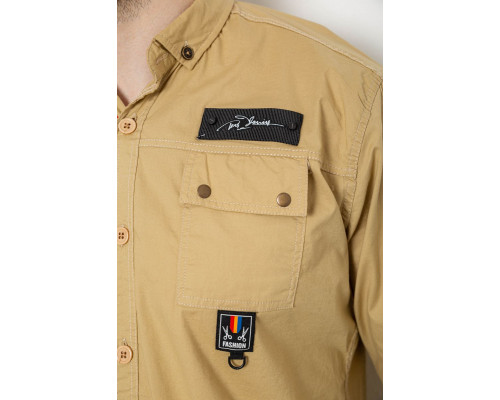 Сорочка чоловіча однотонна з принтом, колір бежевий, 186R01