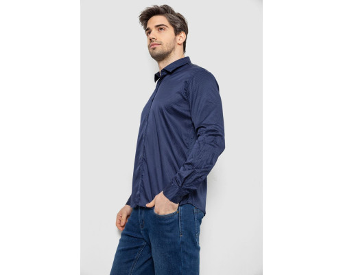 Сорочка чоловіча однотонна з принтом, колір синій, 186R6918-5