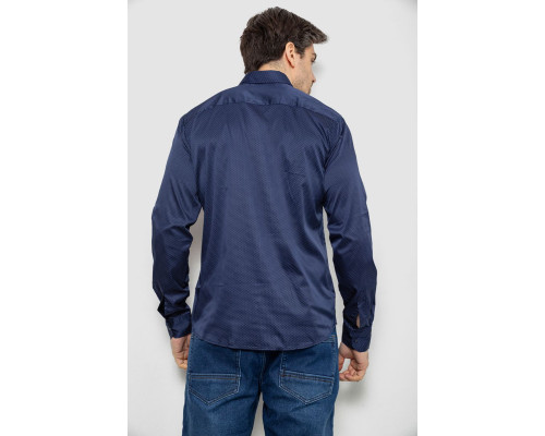Сорочка чоловіча однотонна з принтом, колір синій, 186R6918-5