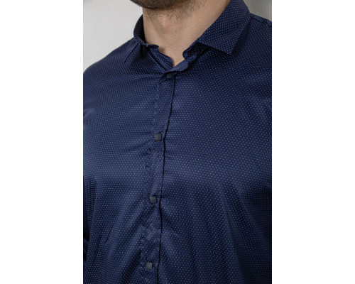 Сорочка чоловіча однотонна з принтом, колір синій, 186R6918-5