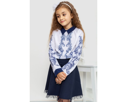 Блузка ошатна для дівчаток, колір синьо-білий, 172R026
