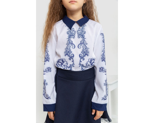 Блузка ошатна для дівчаток, колір синьо-білий, 172R026