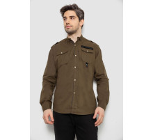 Сорочка чоловіча однотонна з принтом, колір хакі, 186R02