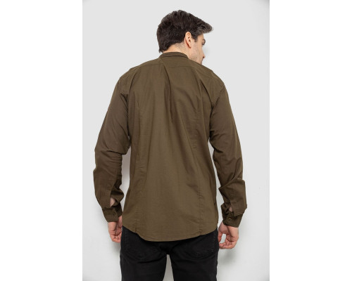 Сорочка чоловіча однотонна з принтом, колір хакі, 186R02