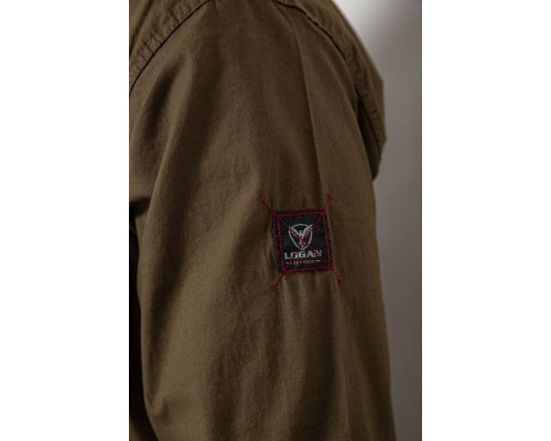 Сорочка чоловіча однотонна з принтом, колір хакі, 186R02