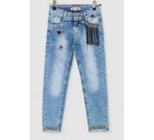 Джинси для дівчаток, колір темно-блакитний, 247R3827