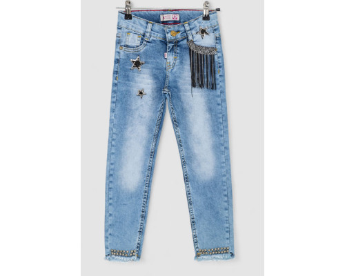 Джинси для дівчаток, колір темно-блакитний, 247R3827