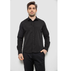 Сорочка чоловіча однотонна з принтом, колір чорний, 186R6918-6
