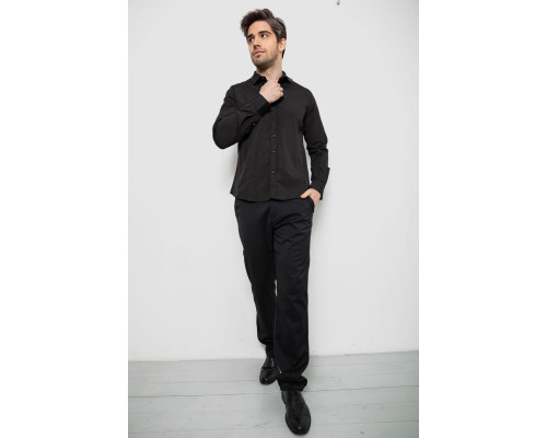 Сорочка чоловіча однотонна з принтом, колір чорний, 186R6918-6