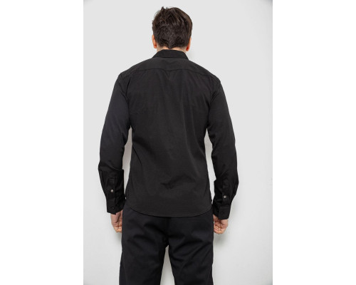 Сорочка чоловіча однотонна з принтом, колір чорний, 186R6918-6