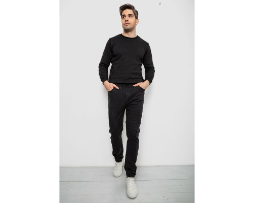 Джинси чоловічі на резинці утеплені, колір чорний, 244R665