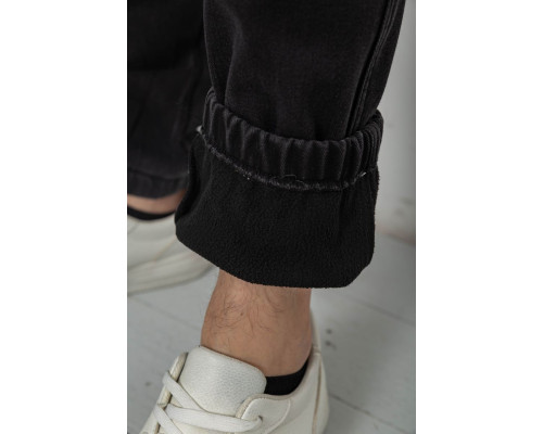 Джинси чоловічі на резинці утеплені, колір чорний, 244R665