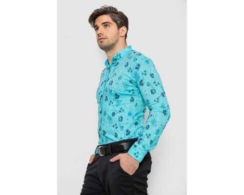 Сорочка чоловіча з принтом, колір бірюзовий, 214R812