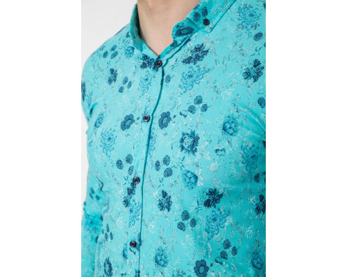 Сорочка чоловіча з принтом, колір бірюзовий, 214R812