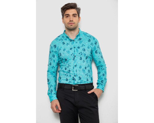 Сорочка чоловіча з принтом, колір бірюзовий, 214R812