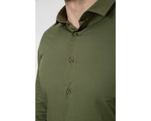 Сорочка чоловіча однотонна, колір хакі, 186R2013