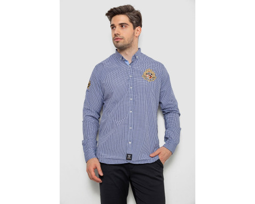 Сорочка чоловіча в клітинку, колір синій, 214R9030