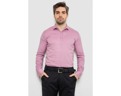 Сорочка чоловіча однотонна з принтом, колір пудровий, 186R2114