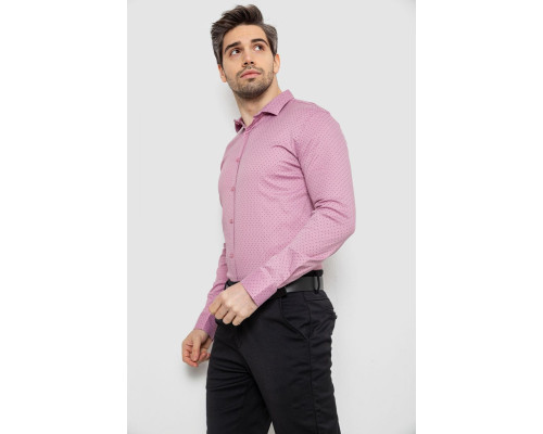 Сорочка чоловіча однотонна з принтом, колір пудровий, 186R2114