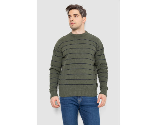 Светр чоловічий в смужку, колір хакі, 161R1057