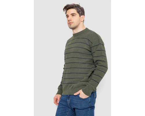 Светр чоловічий в смужку, колір хакі, 161R1057