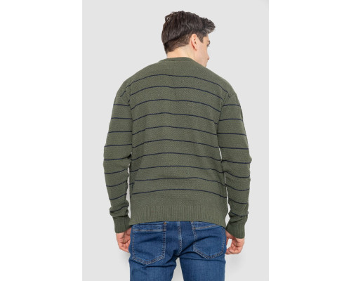 Светр чоловічий в смужку, колір хакі, 161R1057