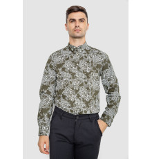 Сорочка чоловіча з принтом, колір оливково-білий, 247R115