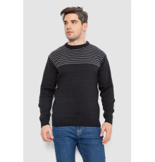 Светр чоловічий в смужку, колір чорний, 161R1029