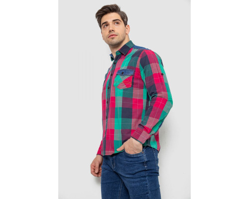 Сорочка чоловіча в клітинку, колір малиновий, 214R0743
