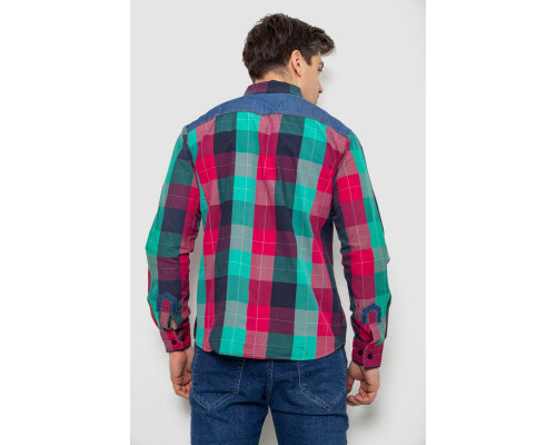 Сорочка чоловіча в клітинку, колір малиновий, 214R0743