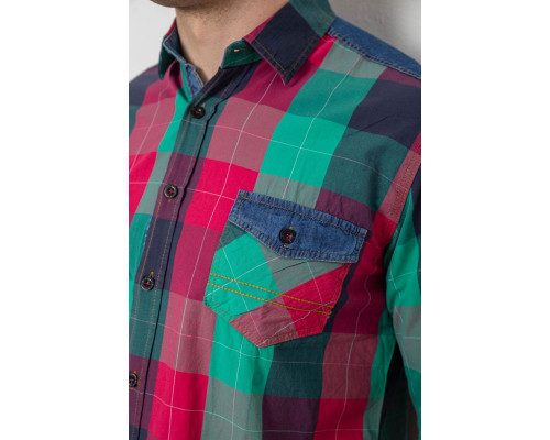 Сорочка чоловіча в клітинку, колір малиновий, 214R0743