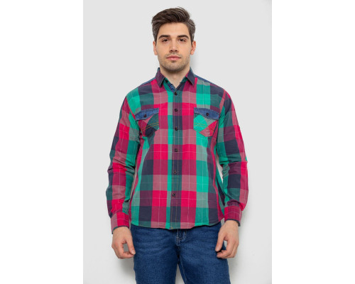 Сорочка чоловіча в клітинку, колір малиновий, 214R0743