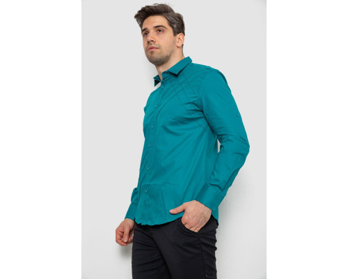 Сорочка чоловіча однотонна, колір зелений, 214R7466