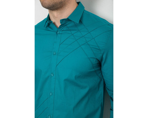 Сорочка чоловіча однотонна, колір зелений, 214R7466