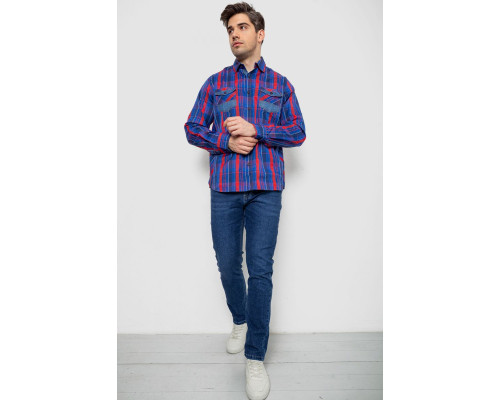 Сорочка чоловіча в клітинку, колір синій, 214R0746