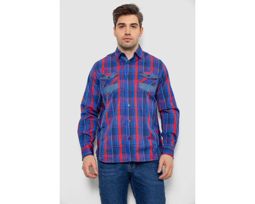 Сорочка чоловіча в клітинку, колір синій, 214R0746