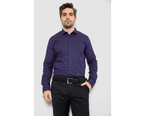 Сорочка чоловіча однотонна з принтом, колір синій, 186R2097