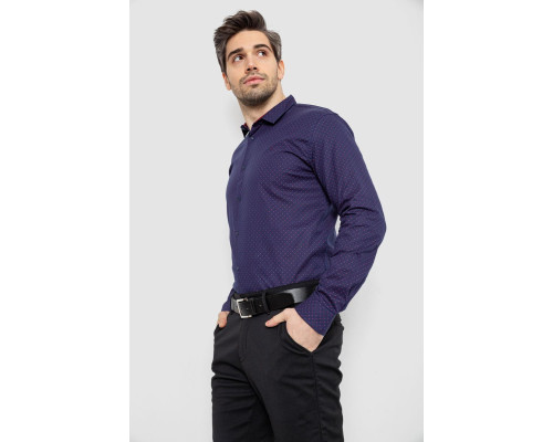 Сорочка чоловіча однотонна з принтом, колір синій, 186R2097
